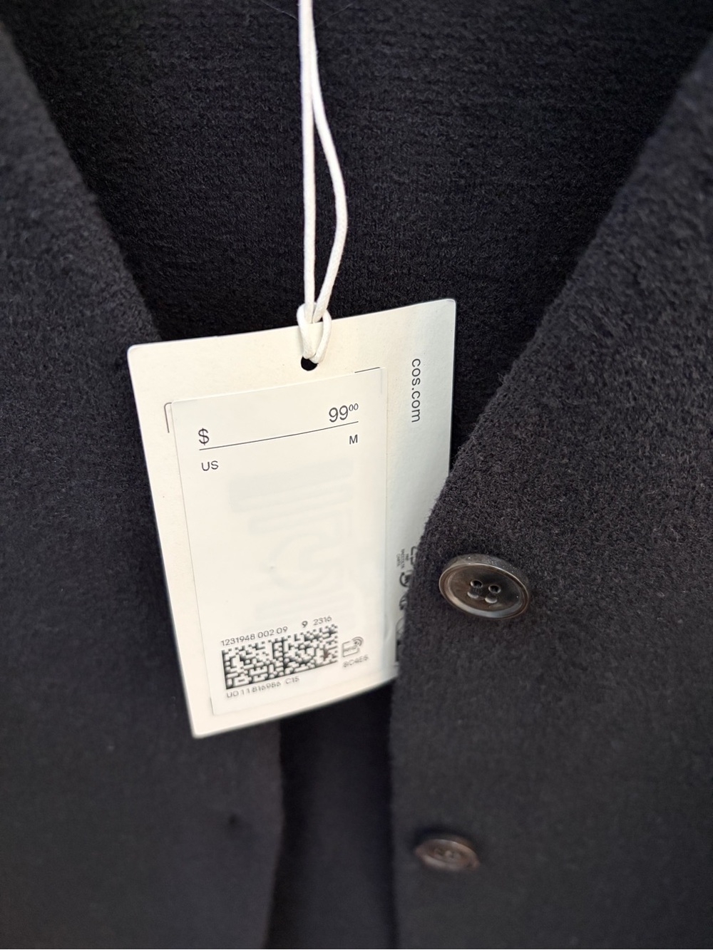 COS Women’s Black Button-Front Vest - Picture 2 of 2